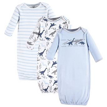 Touched by Nature Baby Organic Cotton Long-Sleeve Gowns 3 pk Dino, 0-6 Months