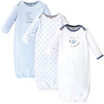 Touched by Nature Baby Organic Cotton Long-Sleeve Gowns 3 pk Blue Constellation, 0-6 Months