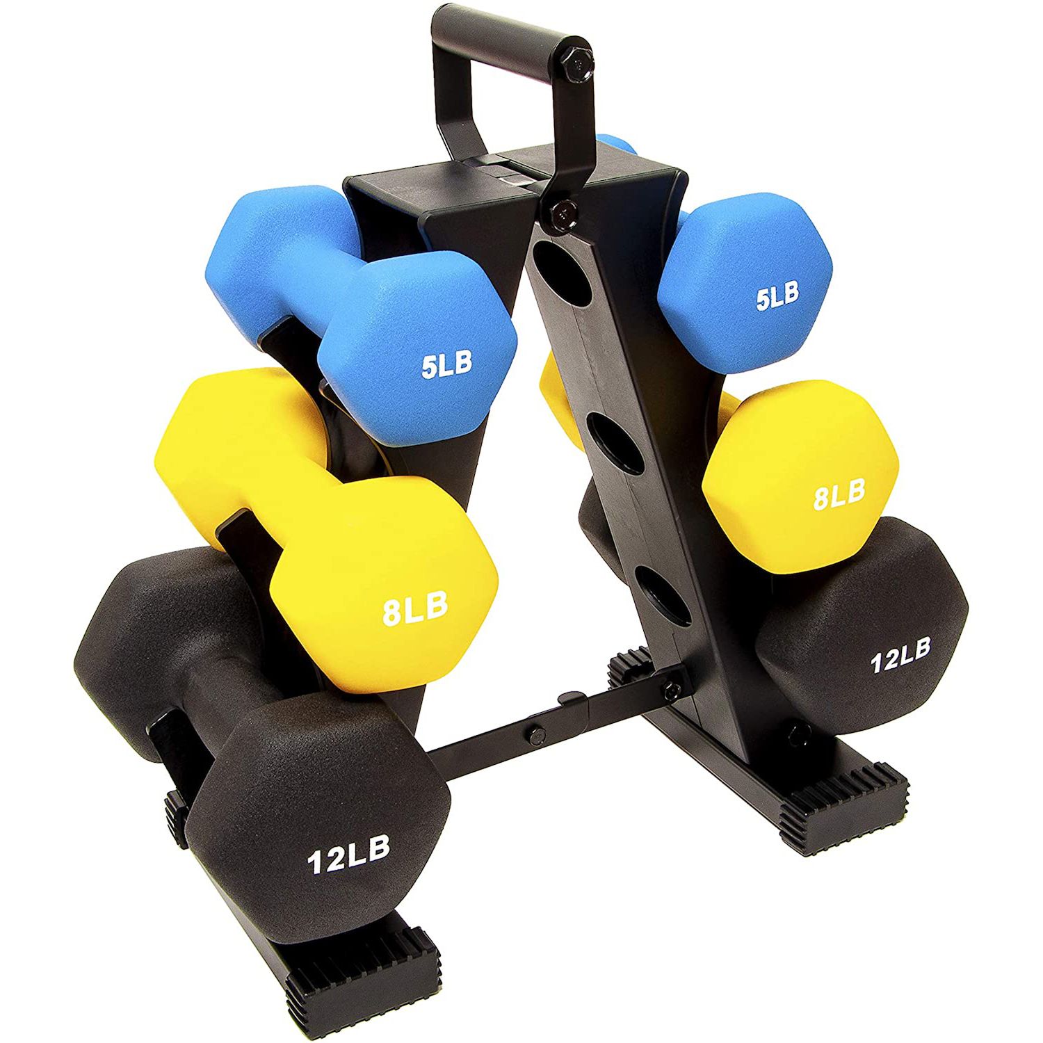 Hex dumbbell set and stand hot sale