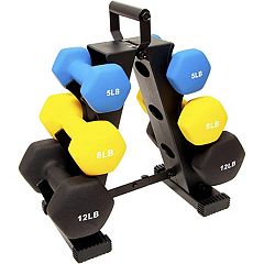 Soozier 45lbs Rubber Dumbbells Weight Set Dumbbell Hand Weight Barbell for  Body Fitness Training for Home Office Gym, Black