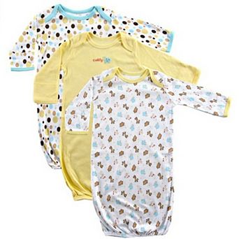 Luvable Friends Baby Cotton Long-Sleeve Gowns 3 pk