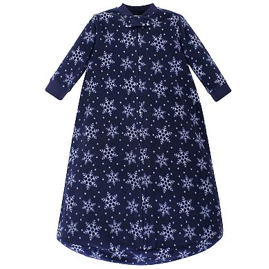Infant Long-Sleeve Fleece Sleeping Bag, Navy Snowman, 0-9 Months