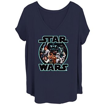 Juniors' Plus Size Star Wars Classic Badge V Neck Tee