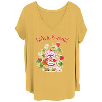 Juniors' Plus Size Strawberry Shortcake Life Is Sweet V Neck Tee