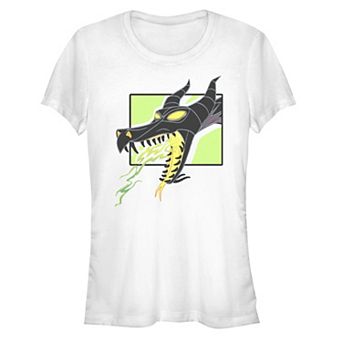 Disney Villains Sleeping Beauty Maleficent Dragon Fire Juniors' Fitted Graphic Tee
