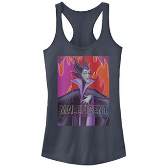 Disney Villains Sleeping Beauty Maleficent Flames Background Juniors' Racerback Tank Top