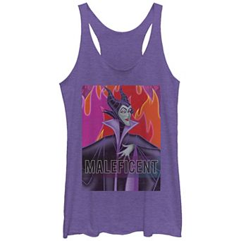 Disney Villains Sleeping Beauty Maleficent Flames Background Juniors' Tri-Blend Racerback Tank Top