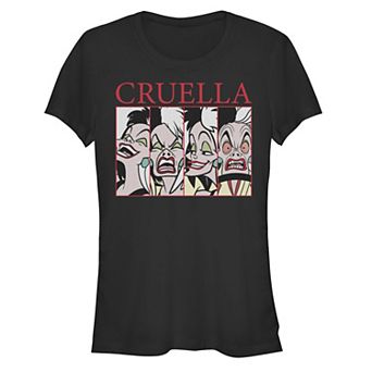 Disney Villains 101 Dalmatians Cruella De Vil Expressions Juniors' Fitted Graphic Tee