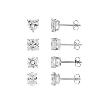 PRIMROSE Sterling Silver Cubic Zirconia Stud Earring Set