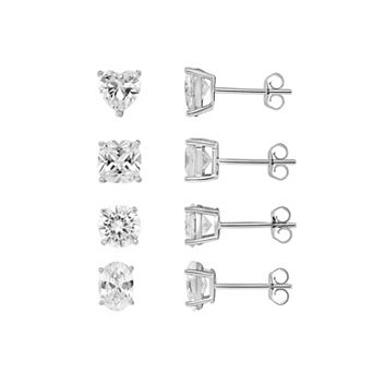 PRIMROSE Sterling Silver Cubic Zirconia Stud Earring Set
