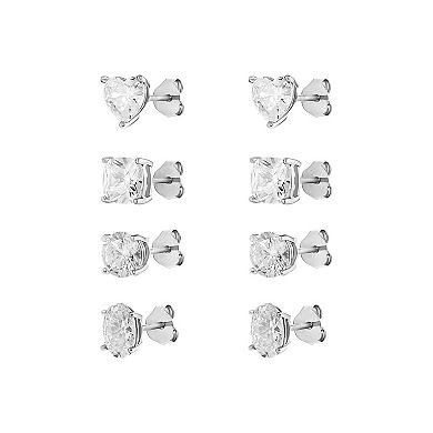 PRIMROSE Sterling Silver Cubic Zirconia Stud Earring Set