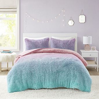 Intelligent Design Talia Ombre Shaggy Faux Fur Duvet Cover Set