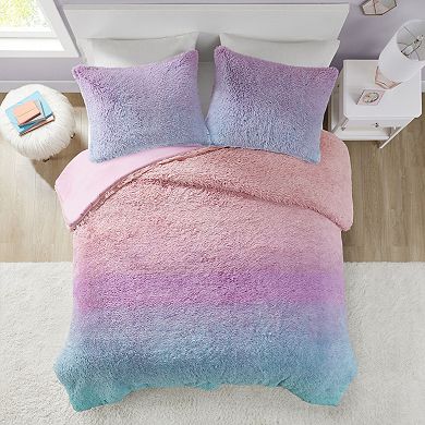 Intelligent Design Talia Ombre Shaggy Faux Fur Duvet Cover Set