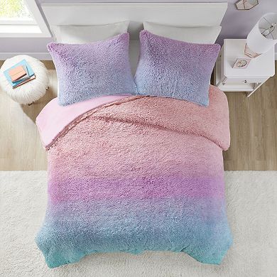 Mi Zone Talia Ombre Shaggy Faux Fur Duvet Cover Set