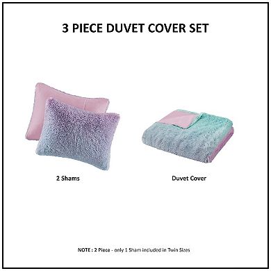 Intelligent Design Talia Ombre Shaggy Faux Fur Duvet Cover Set