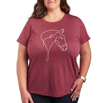 Plus White Line Horse Doodle Graphic Tee