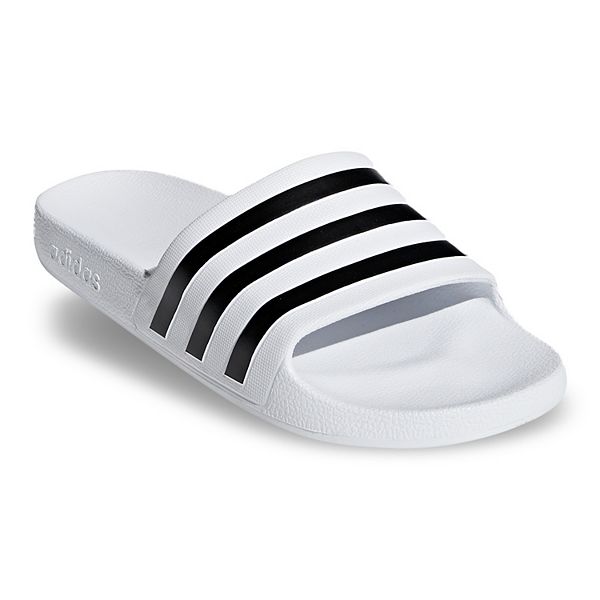 Womens black and white adidas slides new arrivals