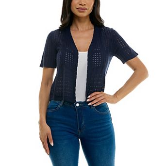 Women's Nina Leonard Pointelle Crochet Bolero