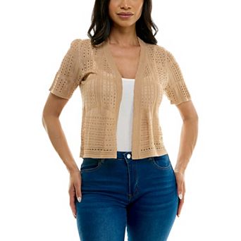 Women's Nina Leonard Pointelle Crochet Bolero