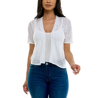 Women's Nina Leonard Pointelle Crochet Bolero