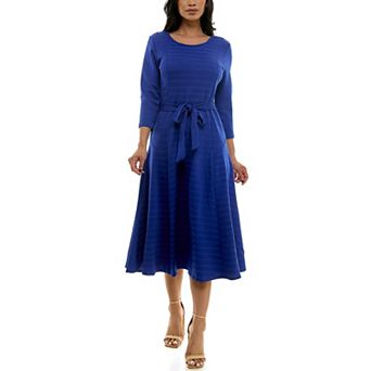 Women's Nina Leonard Sylvia Jaquard 3/4-Sleeve Jewel Dress