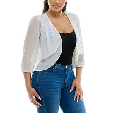 Women's Nina Leonard Chiffon Pleated Bolero