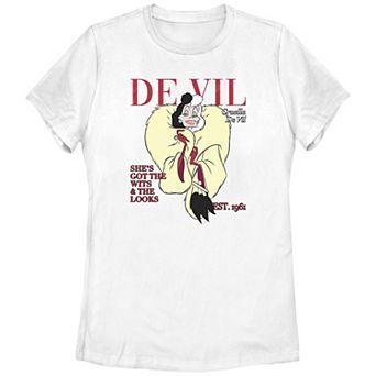 Disney Villains 101 Dalmatians Cruella De Vil Magazine Cover Juniors' Graphic Tee