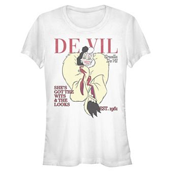 Disney Villain 101 Dalmatians Cruella De Vil Magazine Cover Juniors' Fitted Graphic Tee