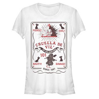 Disney Villains 101 Dalmatians Cruella De Vil Poster Juniors' Fitted Graphic Tee