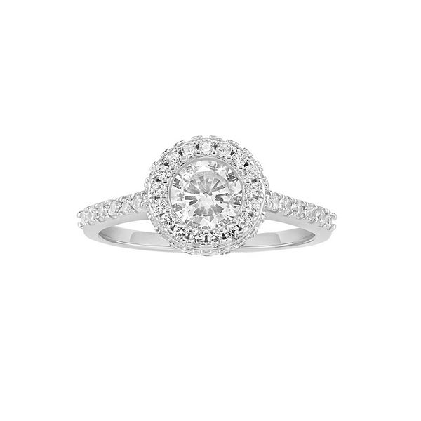 PRIMROSE Sterling Silver Round Cubic Zirconia Band Ring