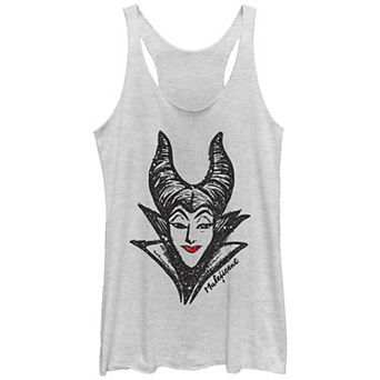 Disney Villains Sleeping Beauty Maleficent Head Sketch Juniors' Tri-Blend Racerback Tank Top