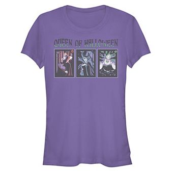 Disney Villains Queen Of Halloween Self Portraits Juniors' Fitted Graphic Tee