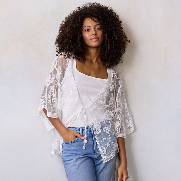 Women's LC Lauren Conrad Lace Tie-Front Cape