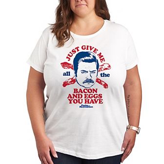 Plus Parks and Recreation Ron Bacon Eggs Graphic Tee
