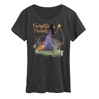 Disney's Wish Asha, Valentino, and Star Women's Fairytale Friends Graphic Tee