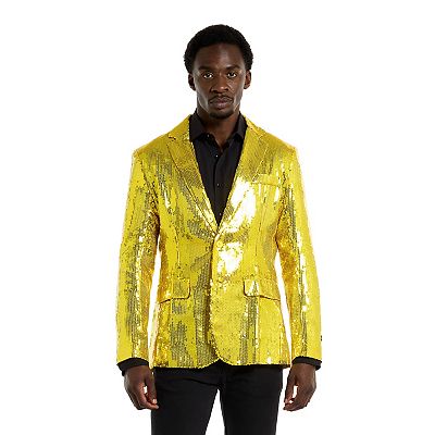 Men's Suitmeister Sequins Yellow Blazer, XL
