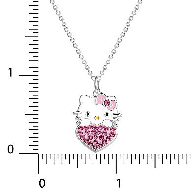 Hello Kitty Pink Crystal Heart Pendant Necklace