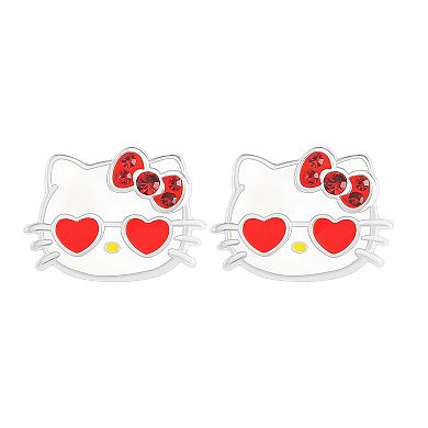 Hello Kitty Enamel Heart Sunglasses & Pink Crystal Earrings