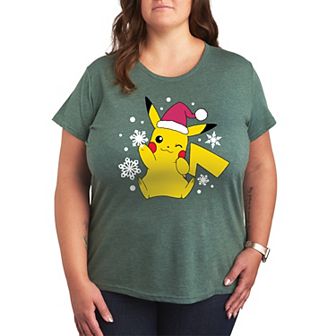 Plus Pokemon Pikachu Santa Hat Graphic Tee