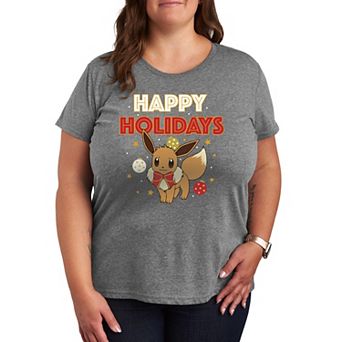 Plus Pokemon Happy Holidays Evee Graphic Tee