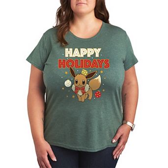 Plus Pokemon Happy Holidays Evee Graphic Tee