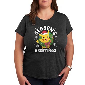 Plus Pokemon Seasons Greetings Graphic Tee