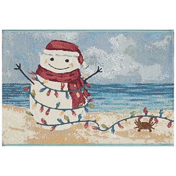 Liora Manne Esencia Beach Snowman Indoor/Outdoor Doormat