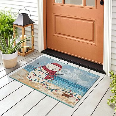 Liora Manne Esencia Beach Snowman Indoor/Outdoor Doormat