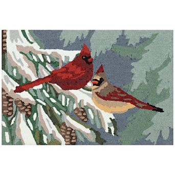Liora Manne Frontporch Cardinal Christmas Day Indoor/Outdoor Rug