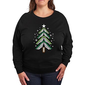 Plus Size Book Christmas Tree French Terry Long Sleeve Tee