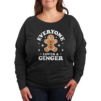 Plus Size Gingerbread Man French Terry Long Sleeve Tee