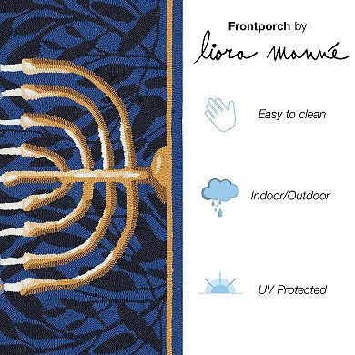 Liora Manne Frontporch Nights Of Lights Hanukkah Indoor/Outdoor Rug