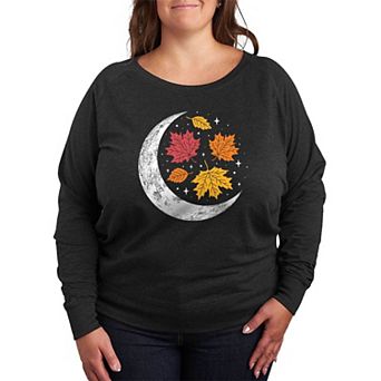 Plus Size Fall Crescent Moon French Terry Long Sleeve Tee