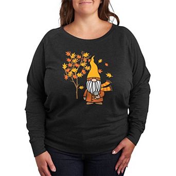 Plus Size Fall Gnome Tree French Terry Long Sleeve Tee